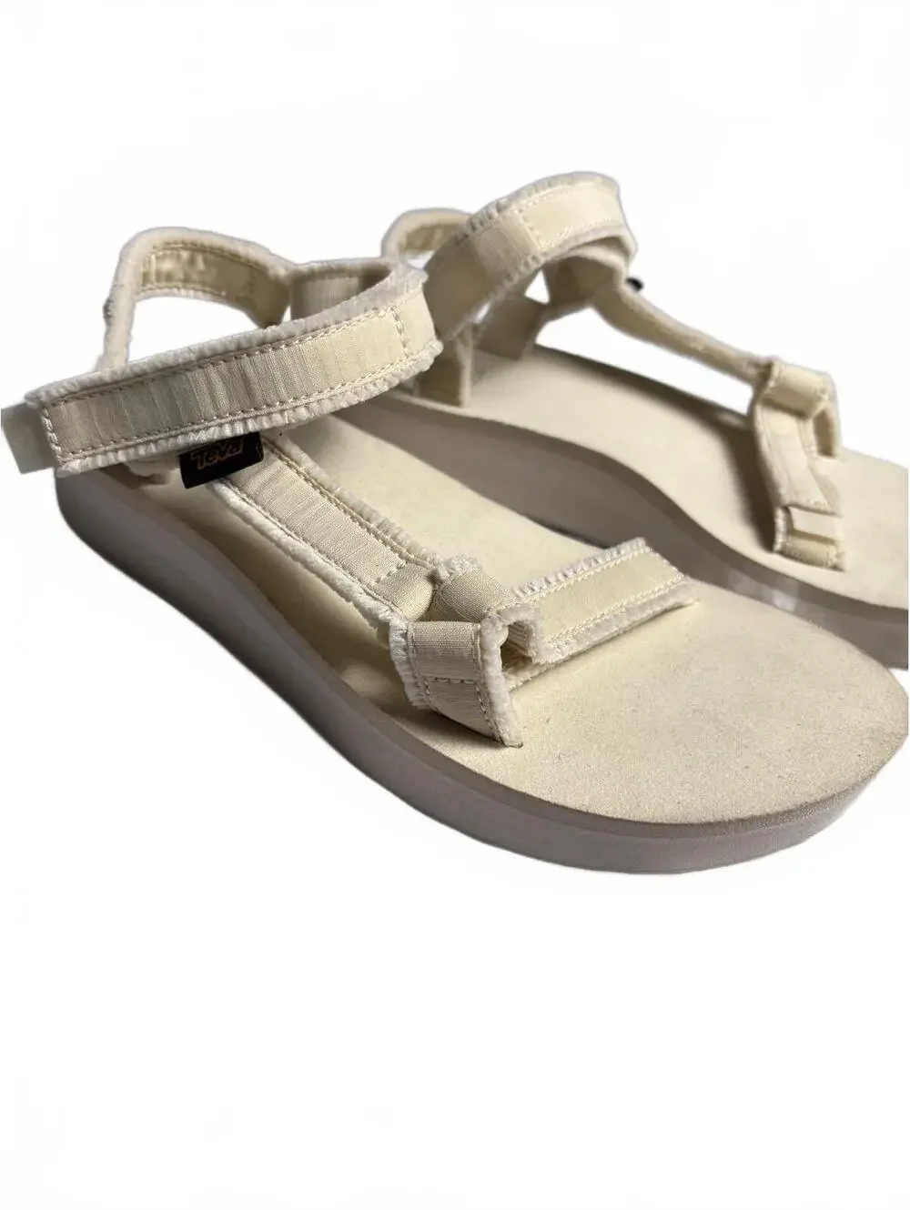 Teva Women's Beige Suede Strap Sandals with Adjustable Velc
